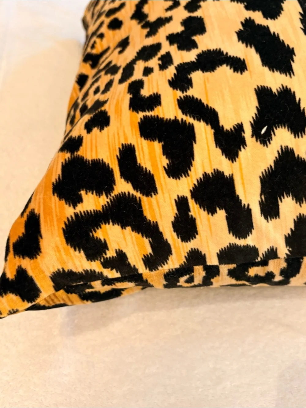 Leopard Print Velvet Accent Pillow Black & Golden Tan 20 x 20